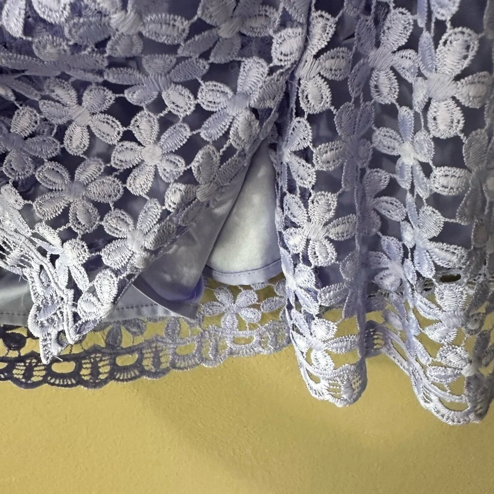TAHARI ASL Purple Floral Lace Mini Dress - Picture 4 of 5